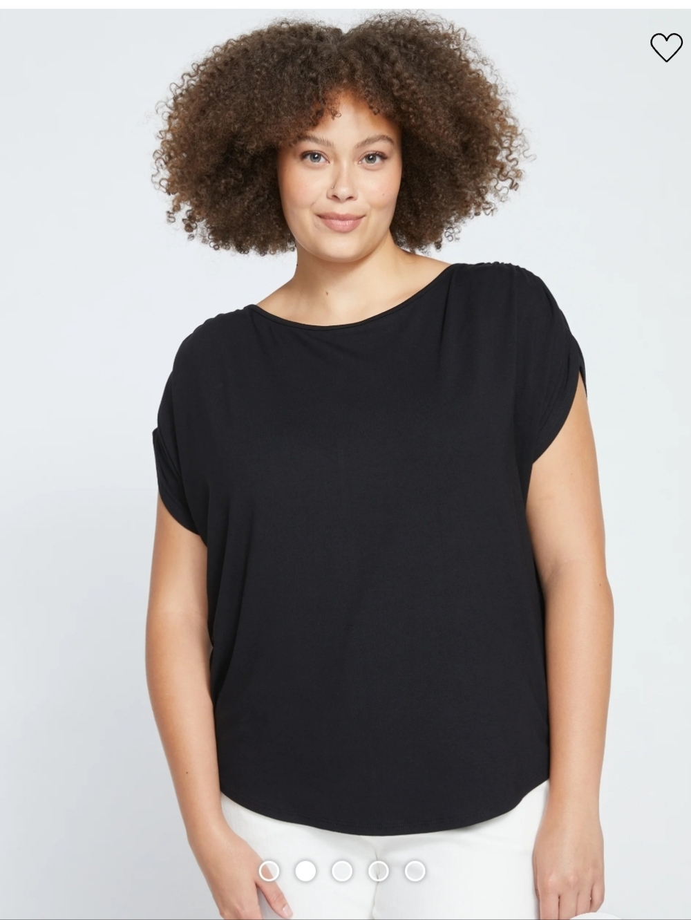 Universal Standard Black Helena Divine Jersey Gathered Tee (size Small/14-16)